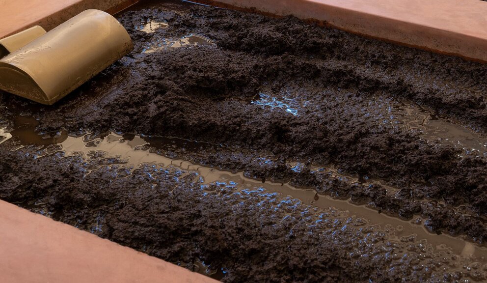 close up of mud bath
