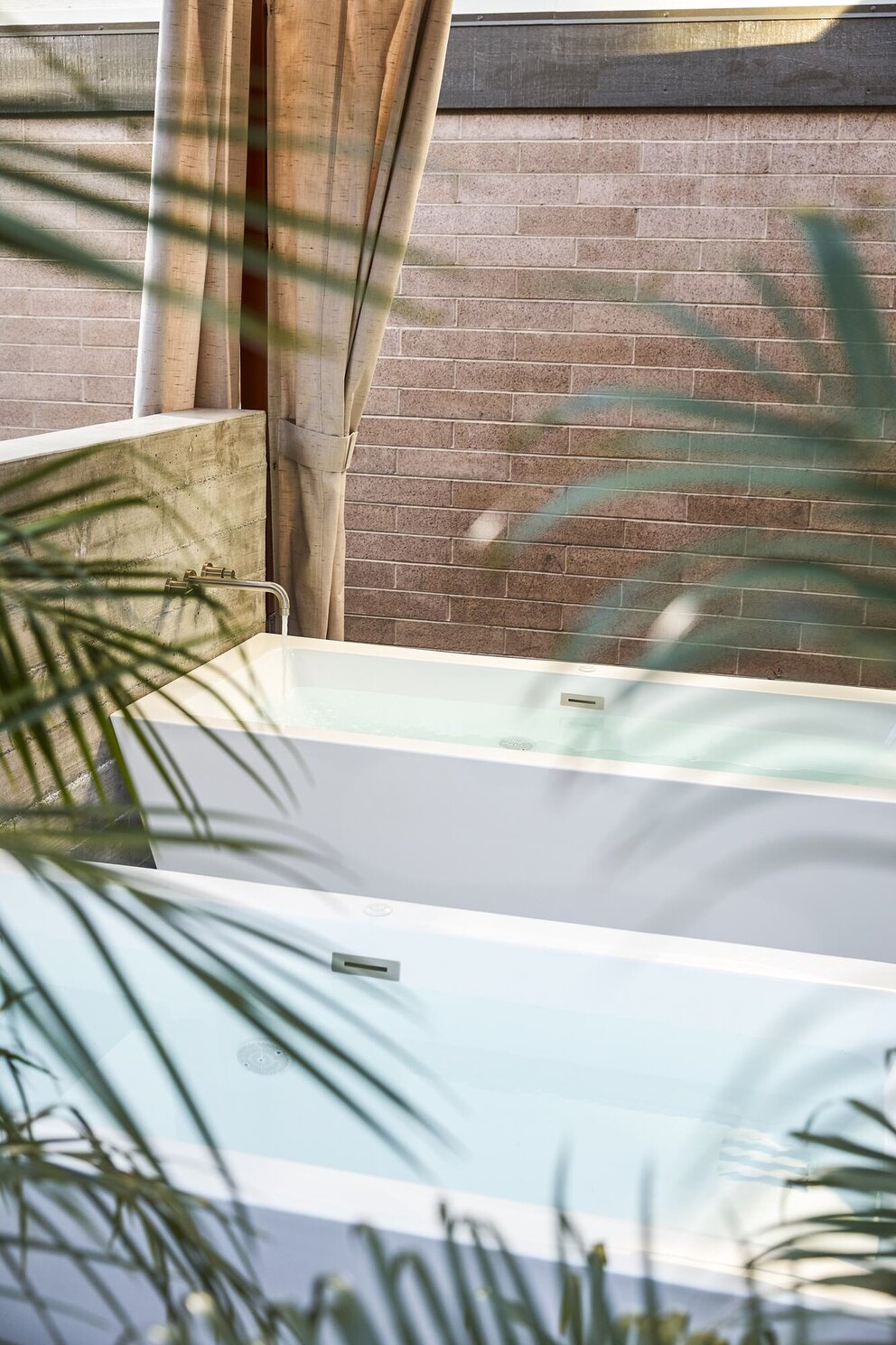 mineral baths with foliage