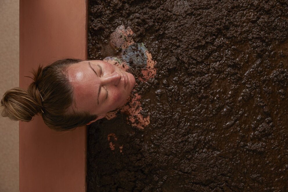 overhead view of mud bath